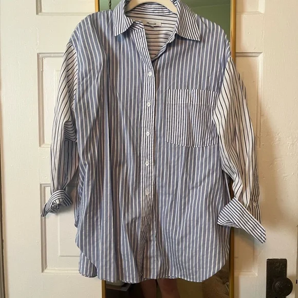 Madewell mixed stripe poplin oversized shirt - Picture 2 of 5